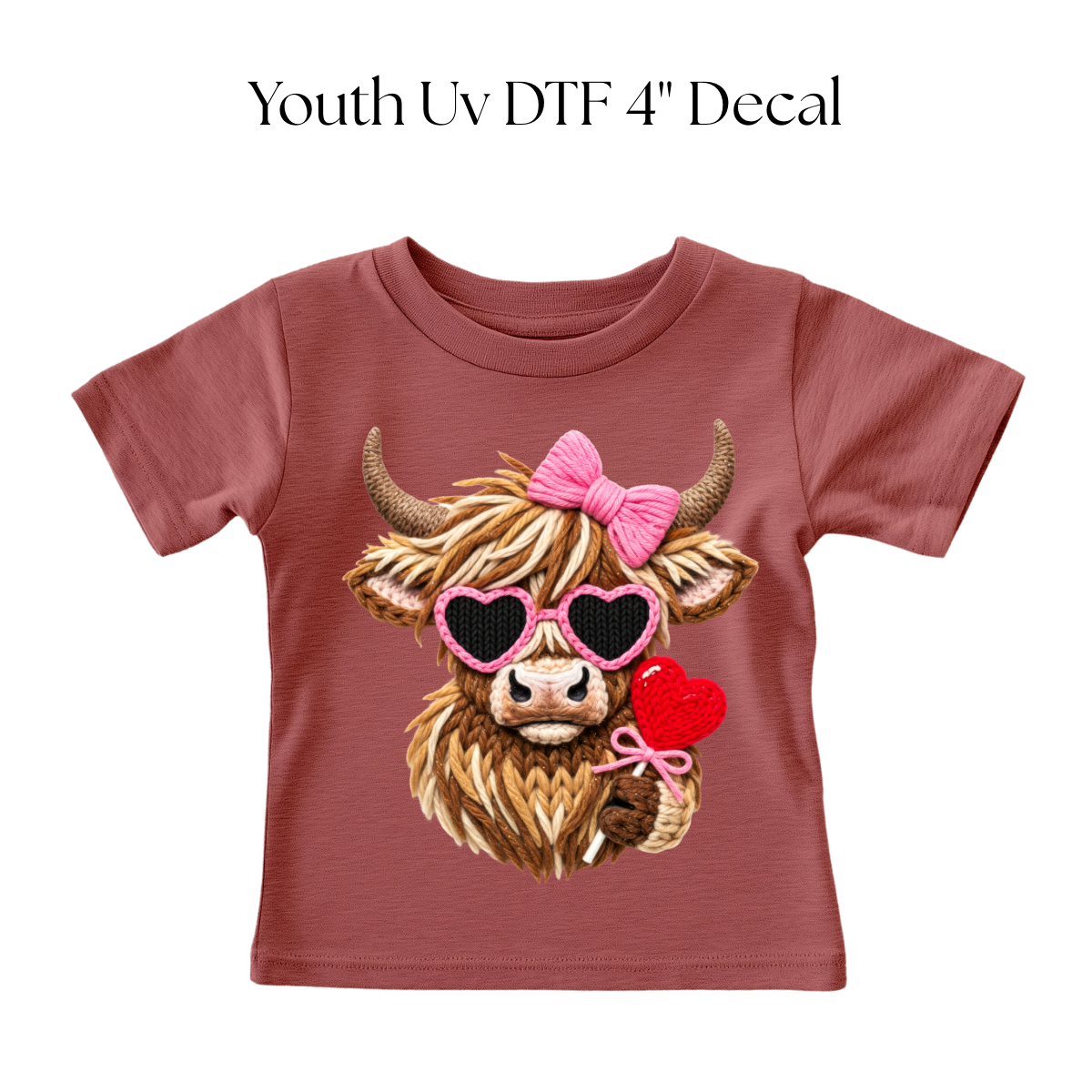 YOUTH Valentine Cow Faux Yarn DTF Transfer