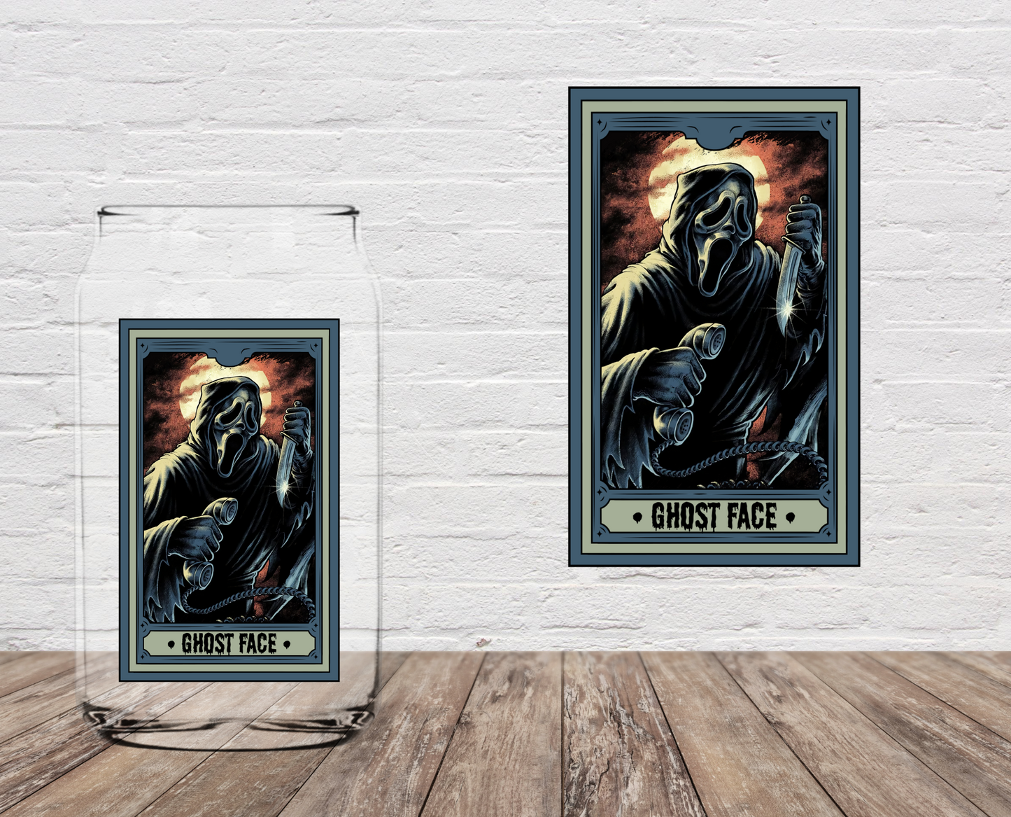 Ghost Face Tarot Card DOUBLE SIDED 4" UV DTF