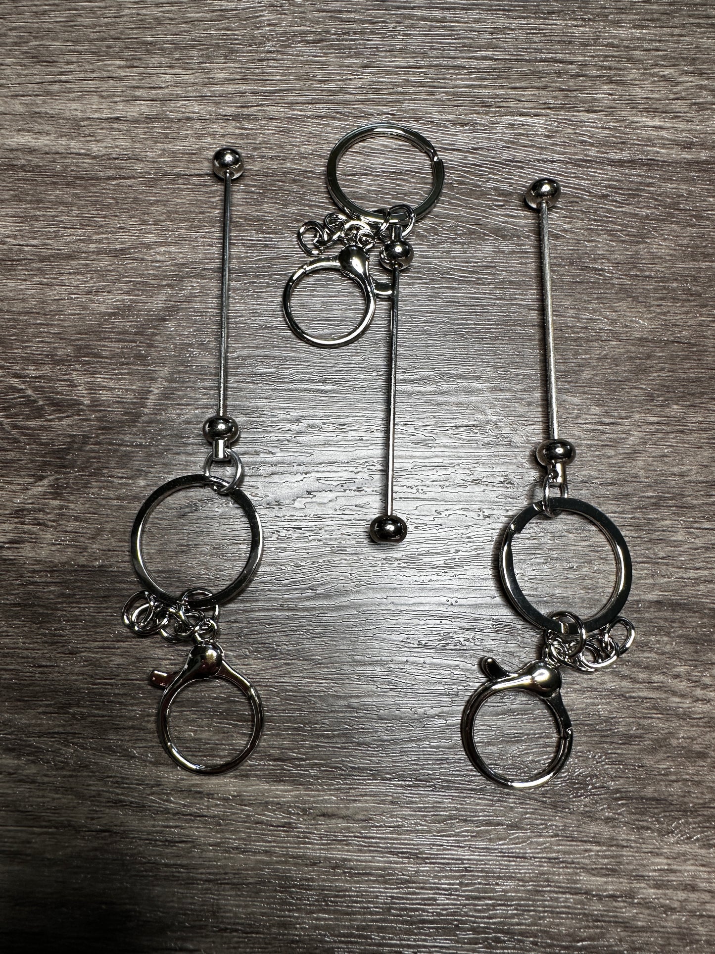 Silver Beadable Keychain - Set of 3 (3 Mylar Bags Included)