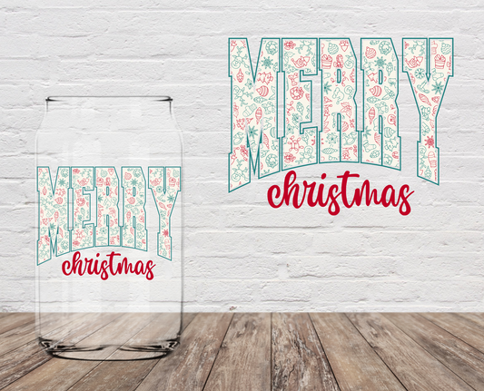 Floral Merry Christmas 4" UV DTF