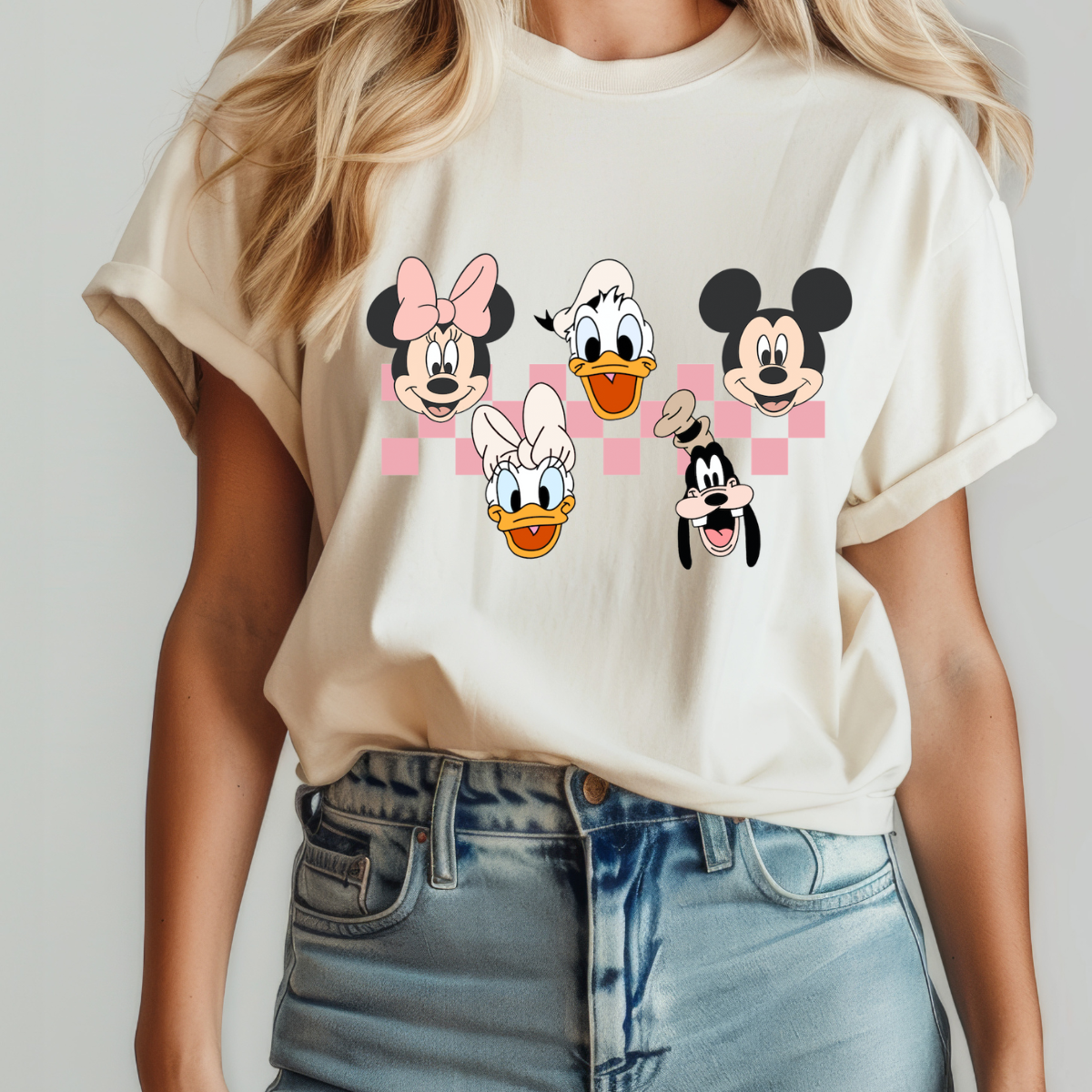 Pink Checkers Mouse DTF TRANSFER