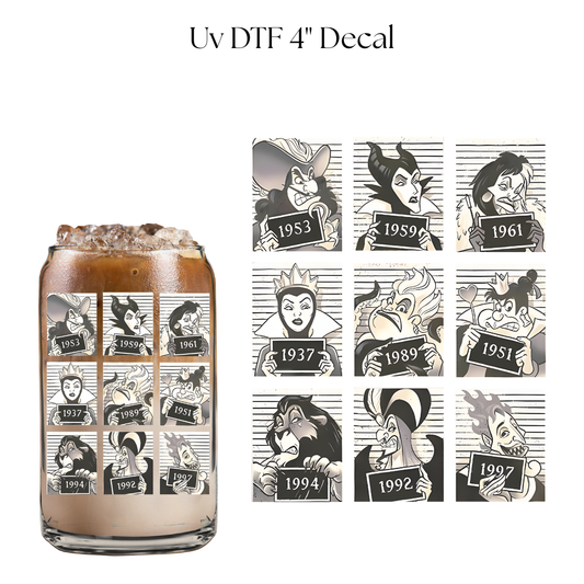 Evil Characters 4” UV DTF Cup Decal