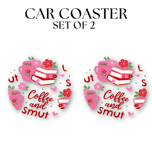 Coffee and Smut Red and Pink Car Coaster DTF Transfer