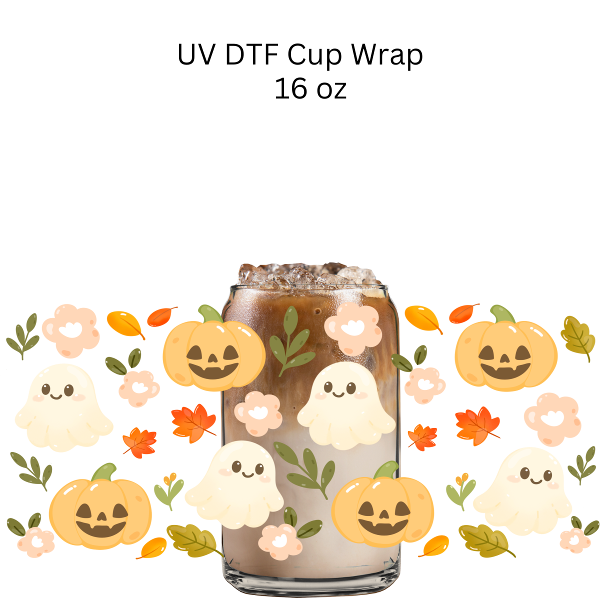 Pumpkin and Ghost UV DTF Cup Wrap