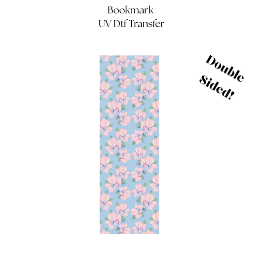 2" Pink Flowers UV DTF Bookmark Transfer