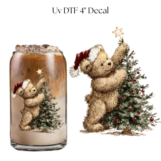 Christmas Tree Bear 4” UV DTF Decal