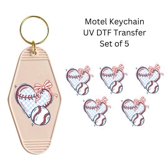 Baseball Heart Set of 5 Keychain Transfers