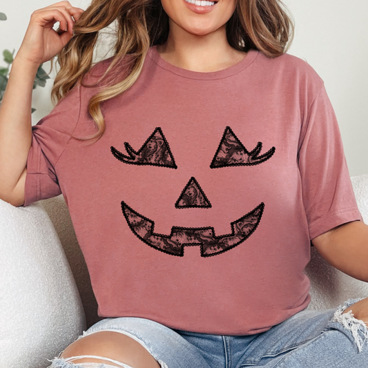 Lace Pumpkin Face SINGLE Color DTF Transfer (Print to Order)