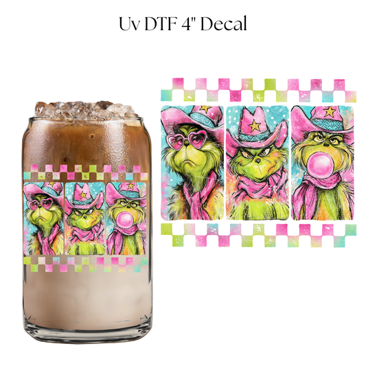 Green Monster Pink Frames 4” UV DTF Decal
