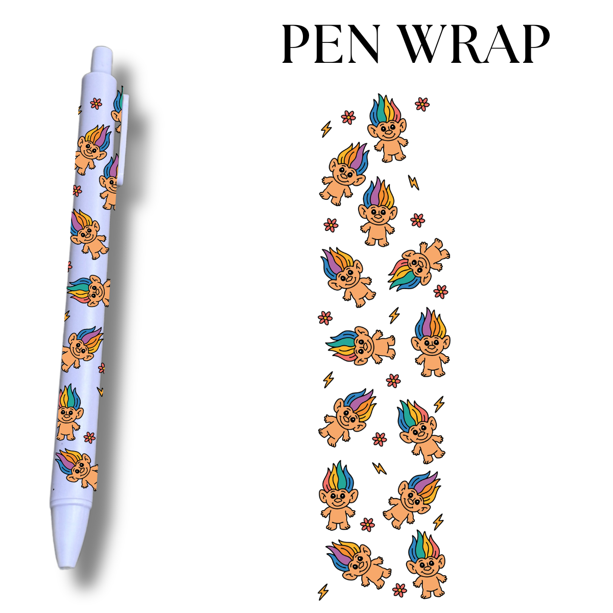 Rainbow Troll DTF Wrap For Ballpoint Pen
