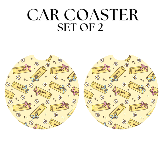 Butter Floral UV DTF Car Coaster
