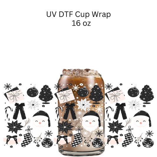 Black Christmas UV DTF Cup Wrap