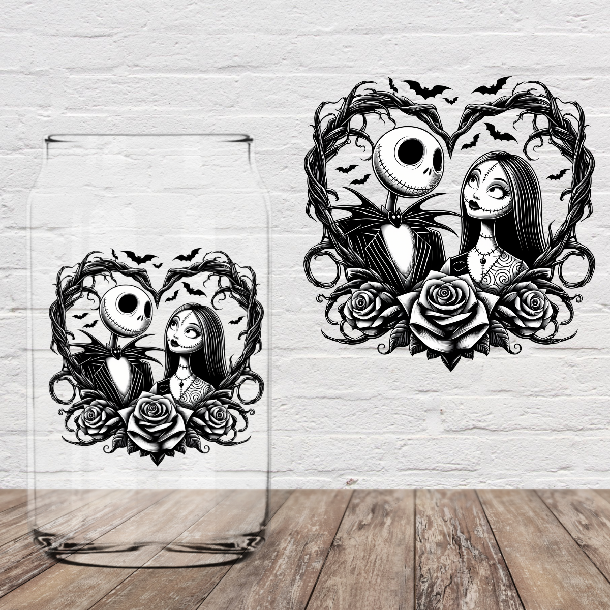 Black White Nightmare Heart 4" UV DTF