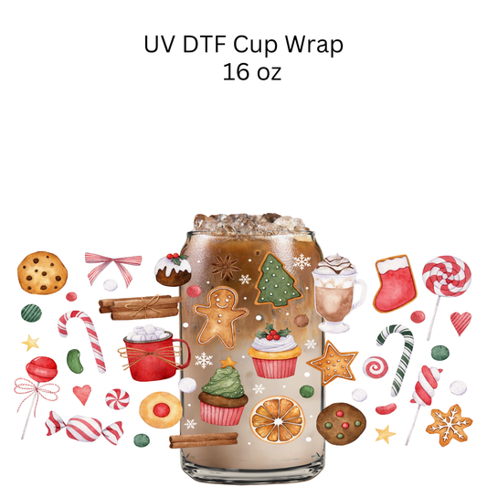Christmas Cookies UV DTF Cup Wrap