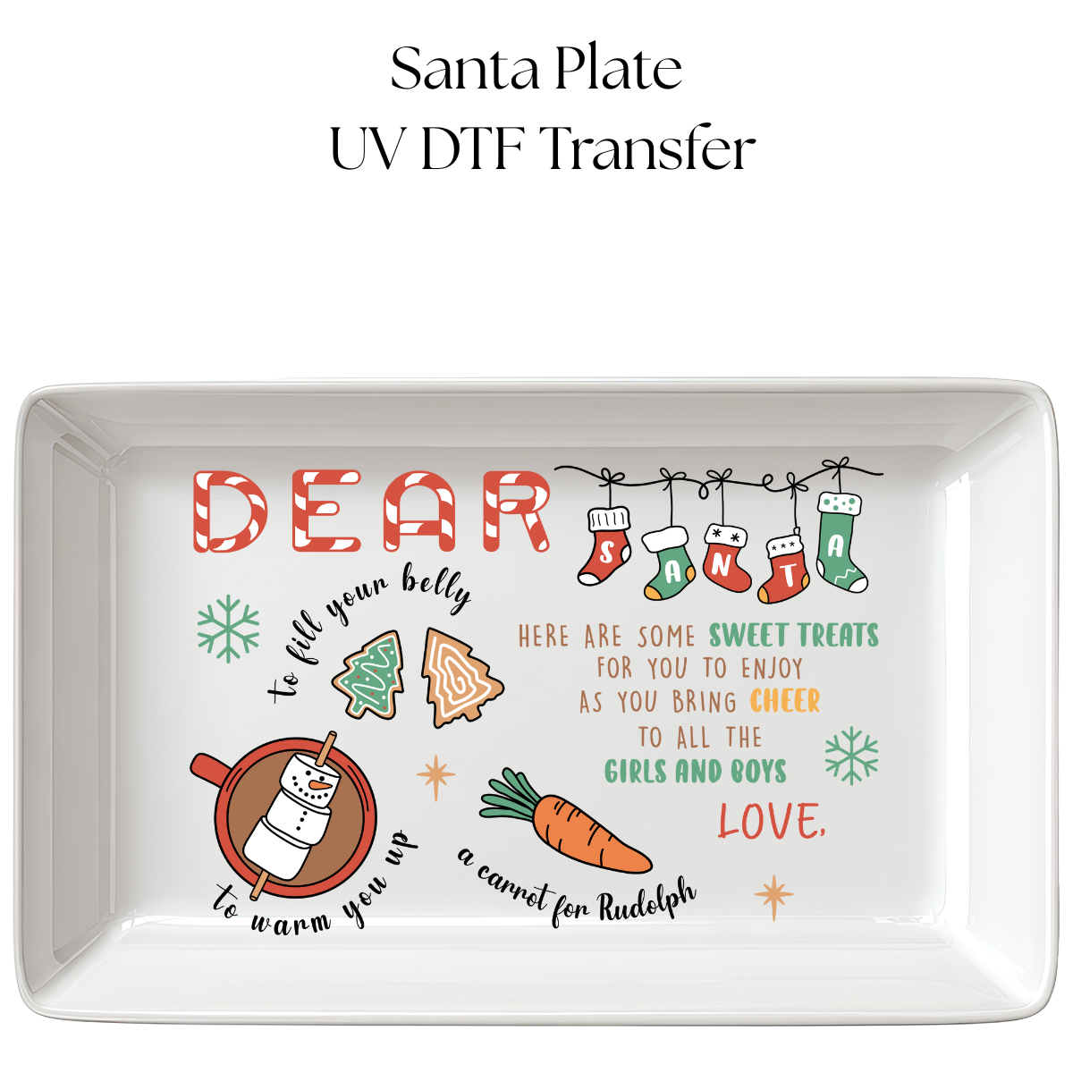 Candy Cane Santa Plate UV DTF