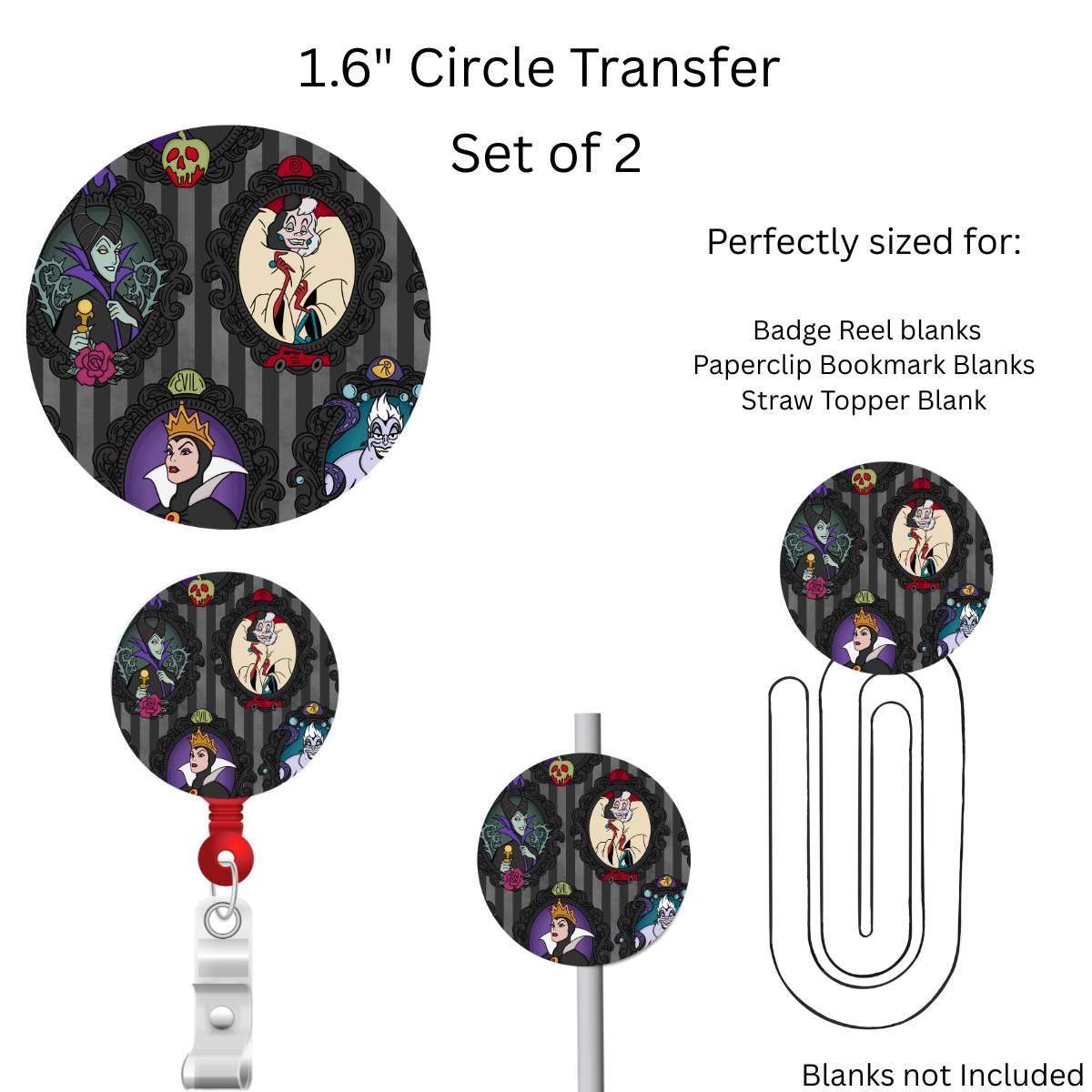 Evil Women Pic Frames 1.6” UV DTF Transfer Set of 2