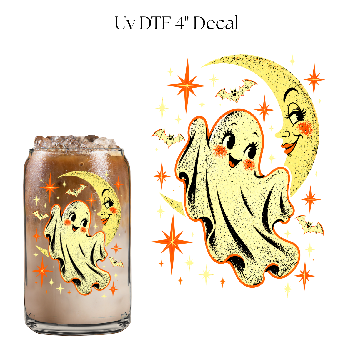 Ghost and Moon 4” UV DTF Cup Decal