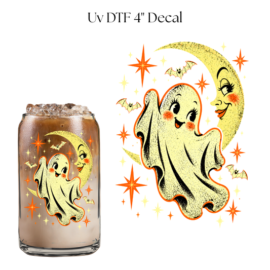 Ghost and Moon 4” UV DTF Cup Decal