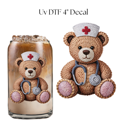 Nurse Bear 4” UV DTF Decal