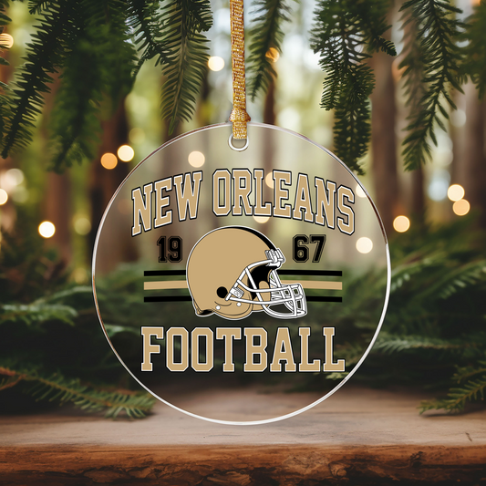 New Orleans Football Ornament Size UV DTF DOUBLE SIDED