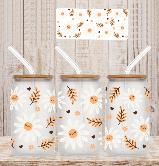 White Flower Daisies UV Wrap / Lid DOUBLE SIDED