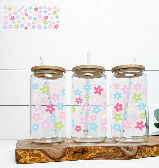 Pastel Colored Flowers UV Wrap / Lid DOUBLE SIDED