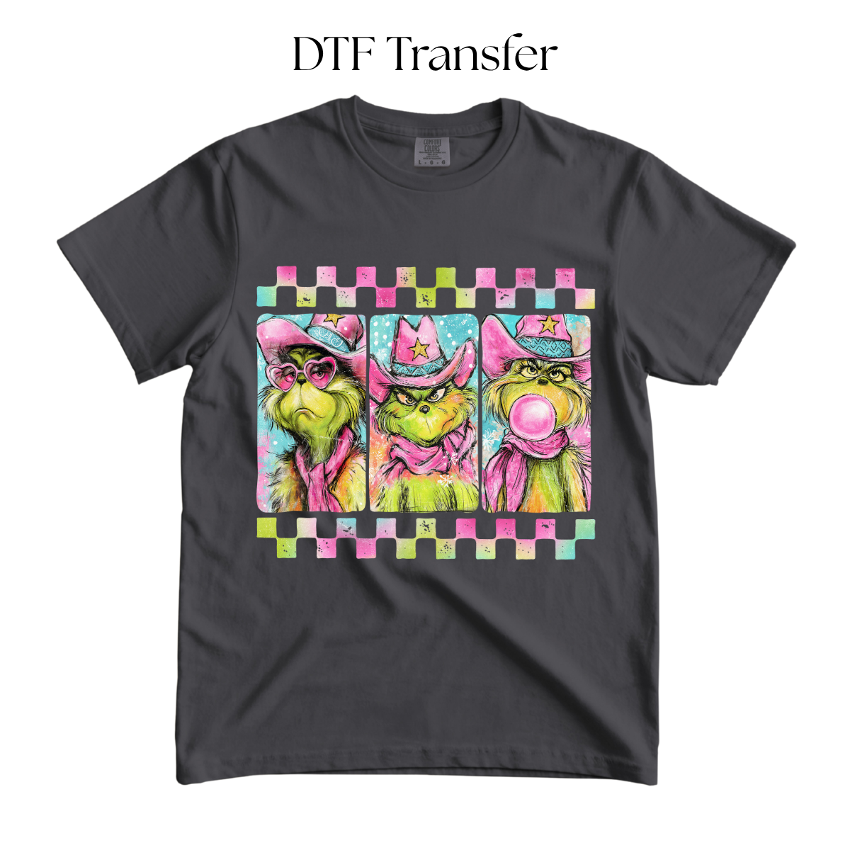 Green Monster Pink Frames DTF Transfer