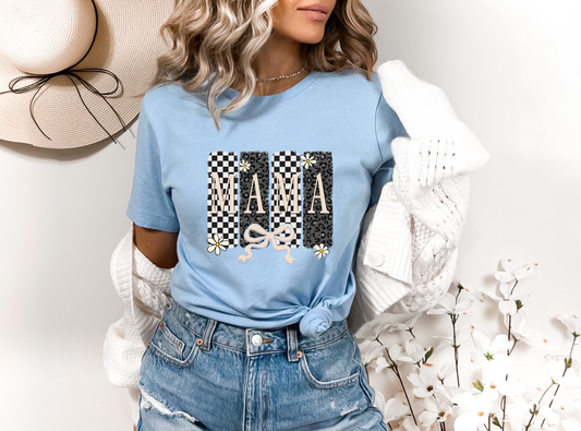 Mama Checkers and Bow DTF TRANSFER