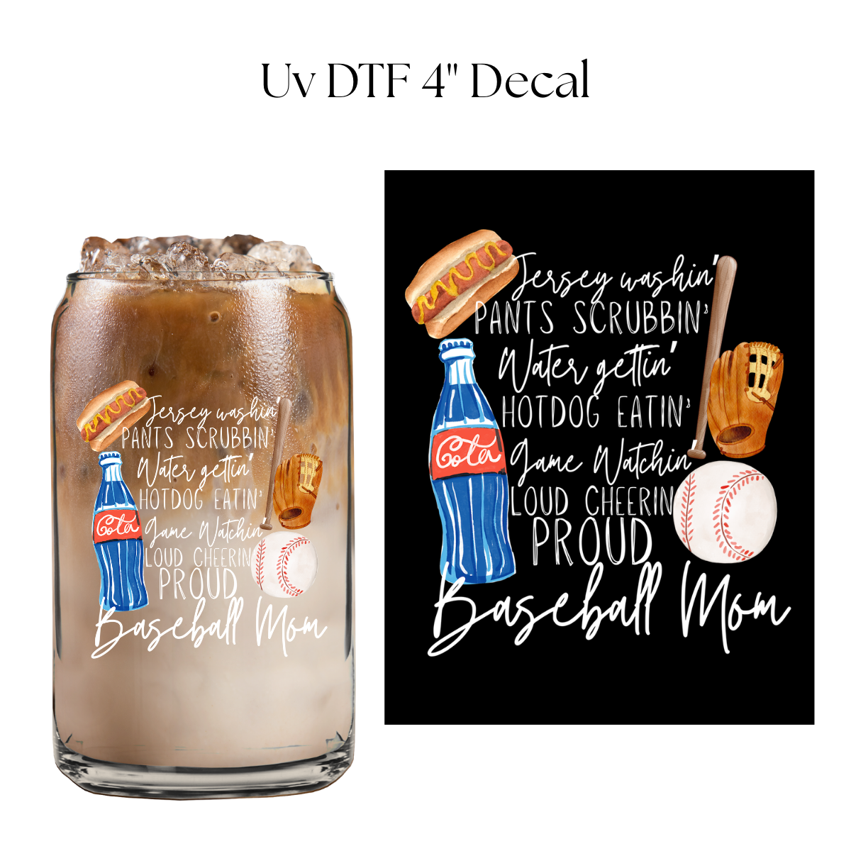 Jersey Washing Baseball Mom 4” UV DTF Decal