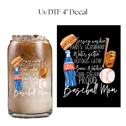Jersey Washing Baseball Mom 4” UV DTF Decal