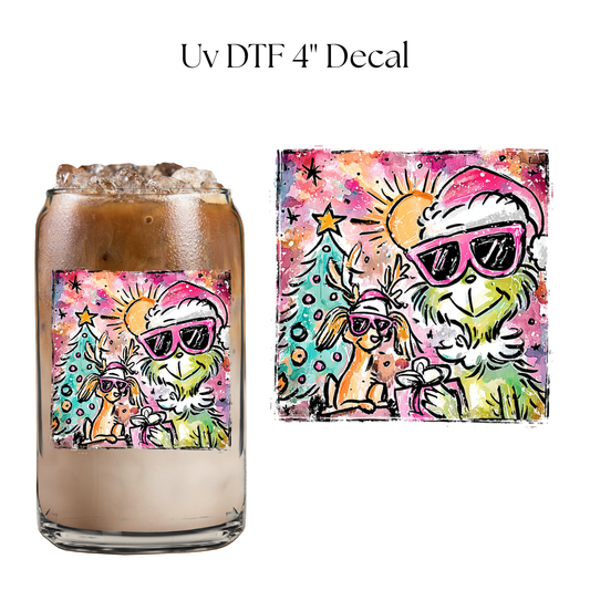 Green Monster Glasses 4” UV DTF Decal