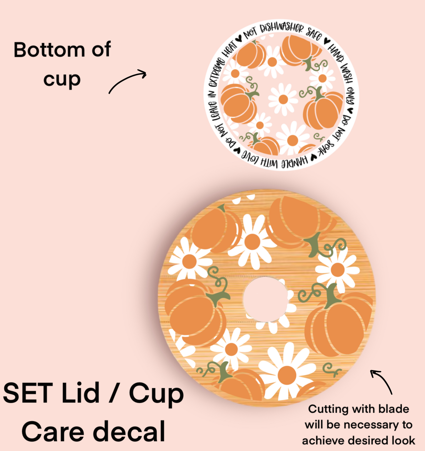 Pumpkins & White Flowers UV Wrap / Lid DOUBLE SIDED