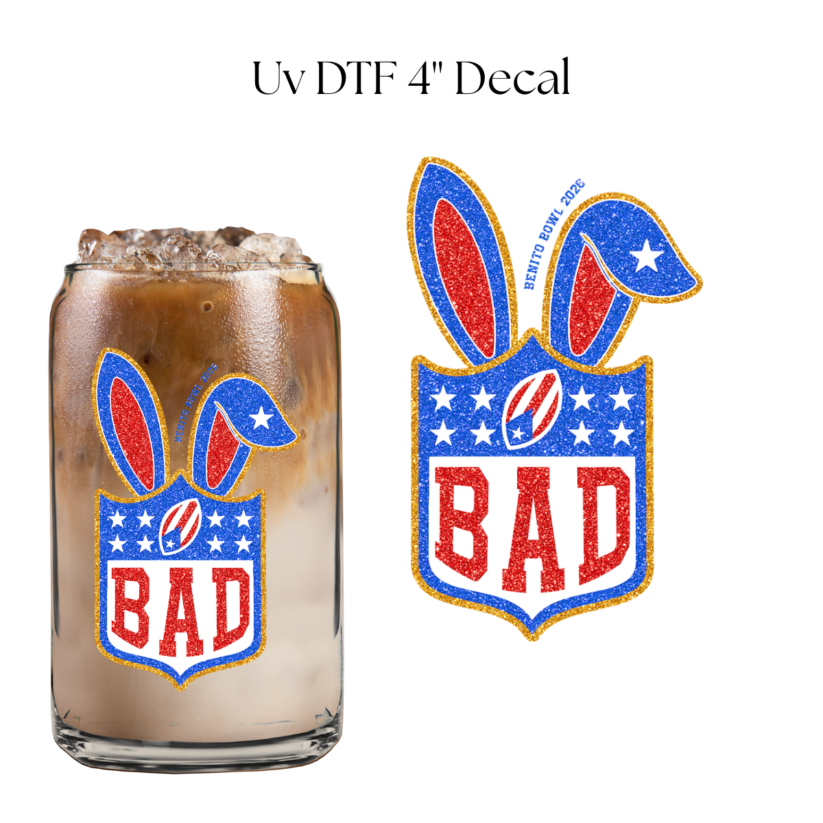 Bad Ears Football 4” UV DTF Decal