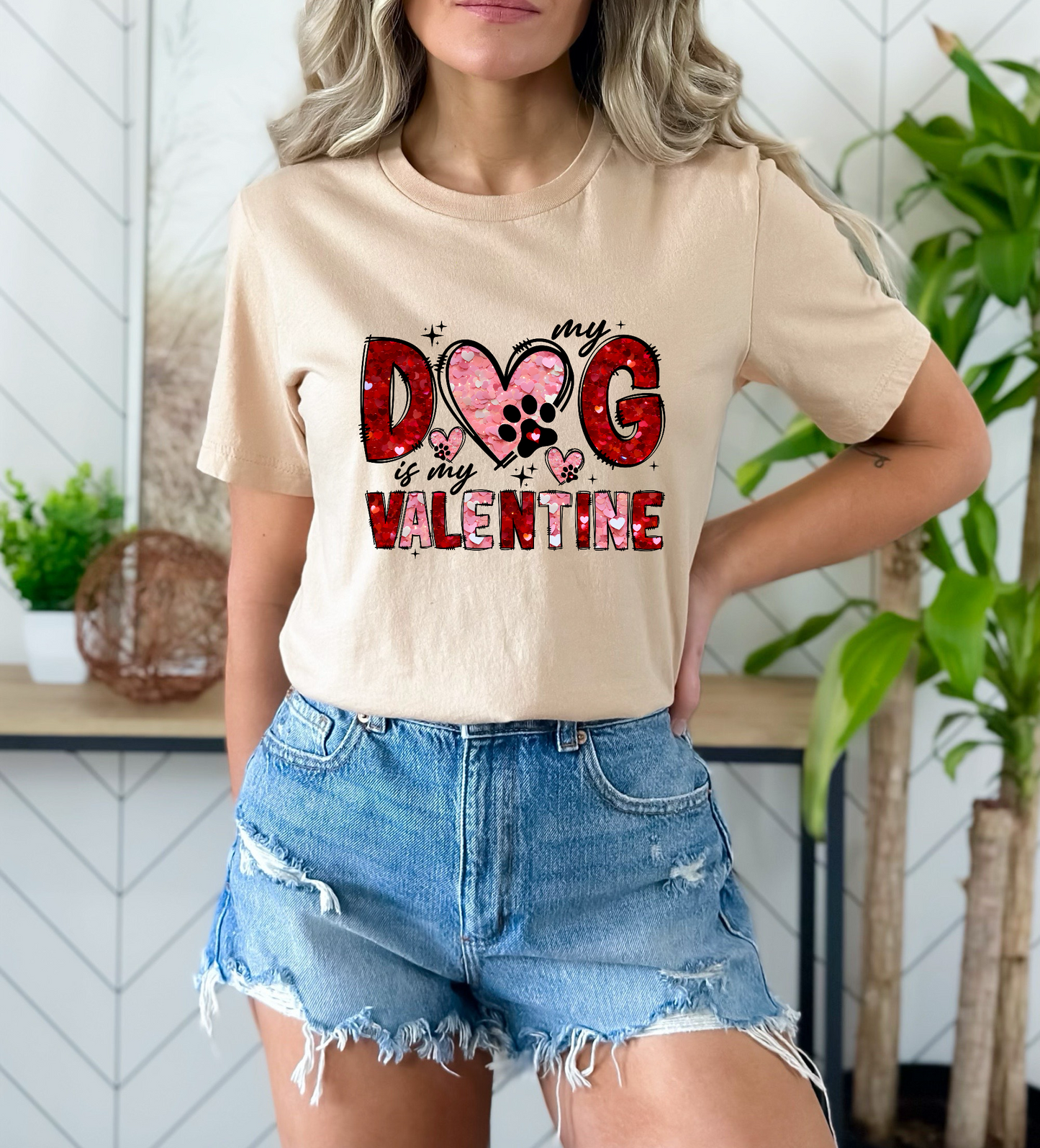 Dog Is My Valentines Sequence DTF TRANSFER