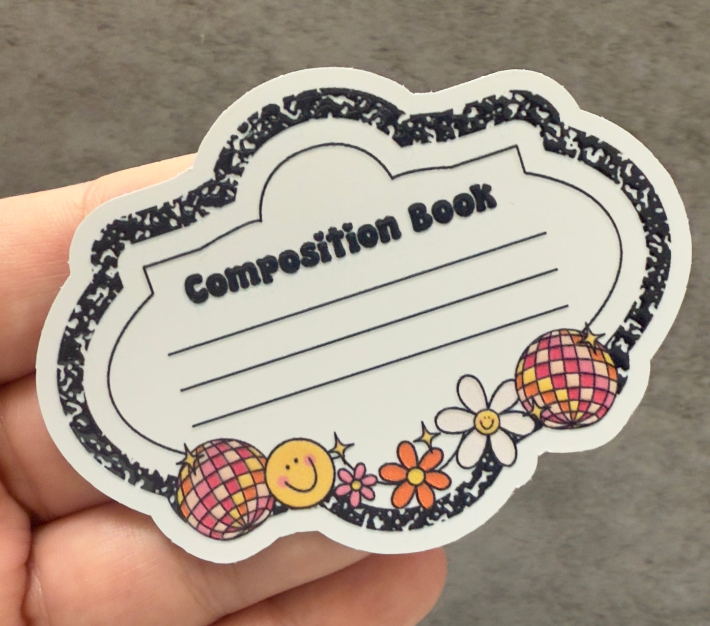 Composition Book Textured White Vinyl Sticker