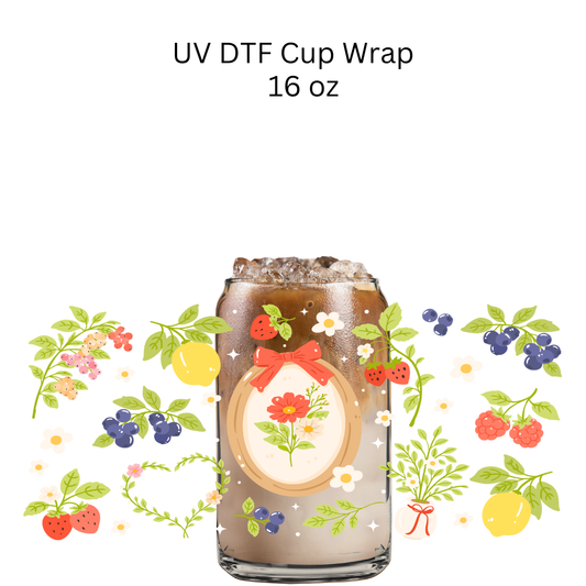 Flowers and Fruits UV DTF Cup Wrap