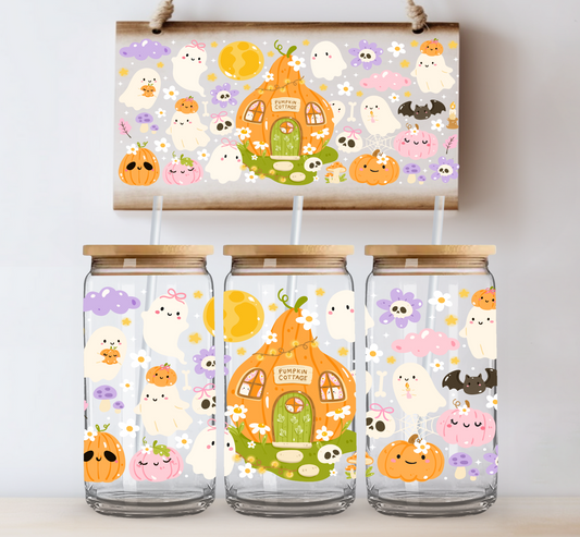Ghosties Pumpkin Cottage UV DTF Wrap  (print to order)