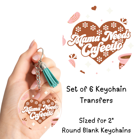 Mama Needs Coffee Round Keychain Transfers