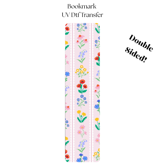 Pink Floral UV DTF Bookmark Transfer