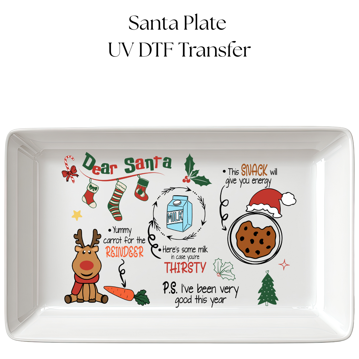 Cartoon Santa Plate UV DTF