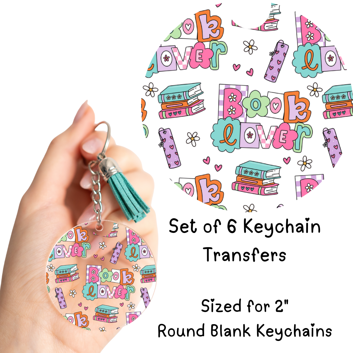 Book Lover Keychain UV DTF Transfers