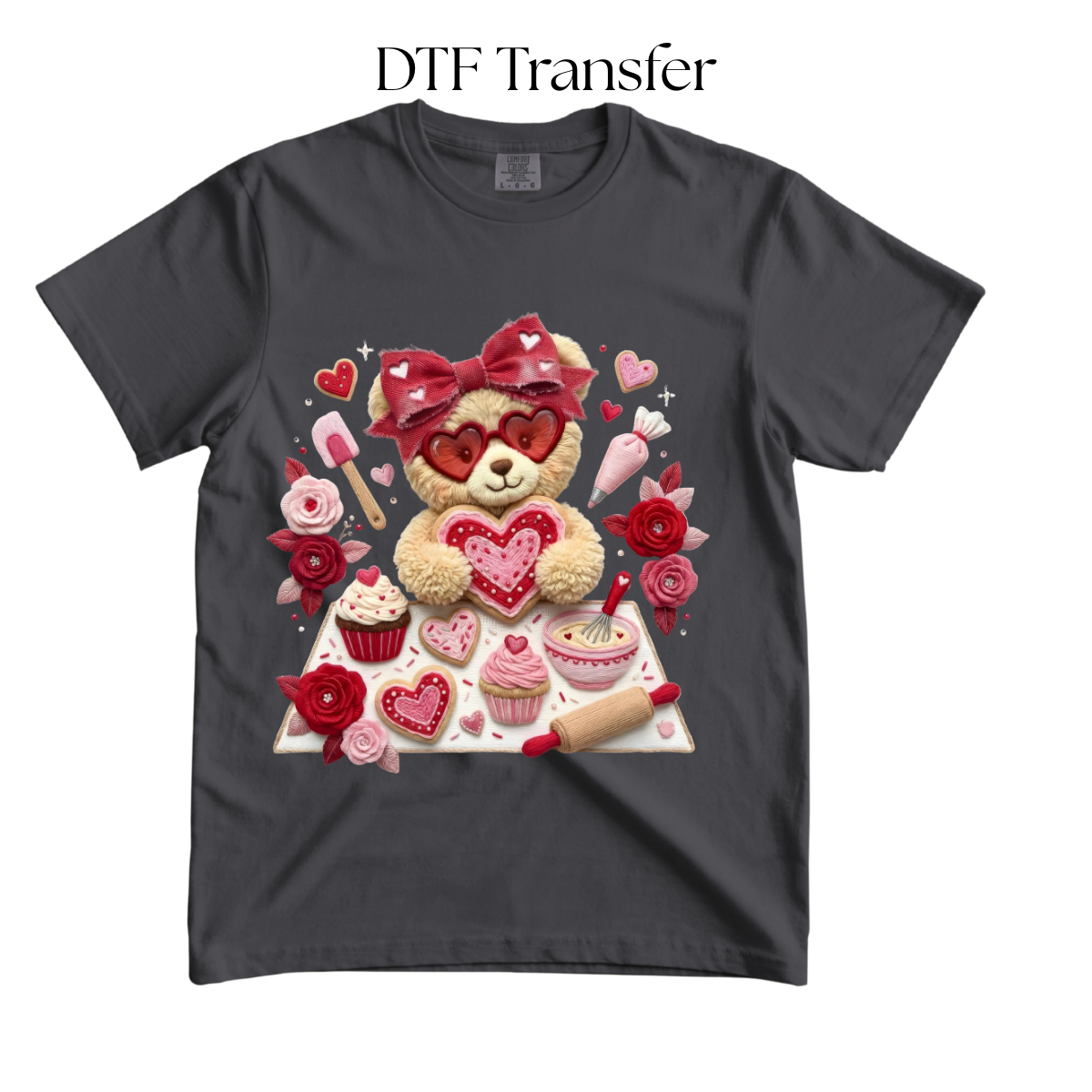 Bear Valentine Baking DTF Transfer