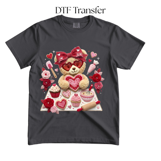 Bear Valentine Baking DTF Transfer
