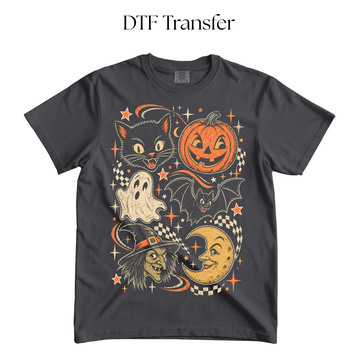 Halloween Faces DTF Transfer (Press On Black)