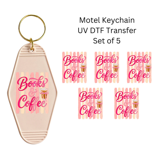 Books and Coffee Set of 5 Keychain Transfers