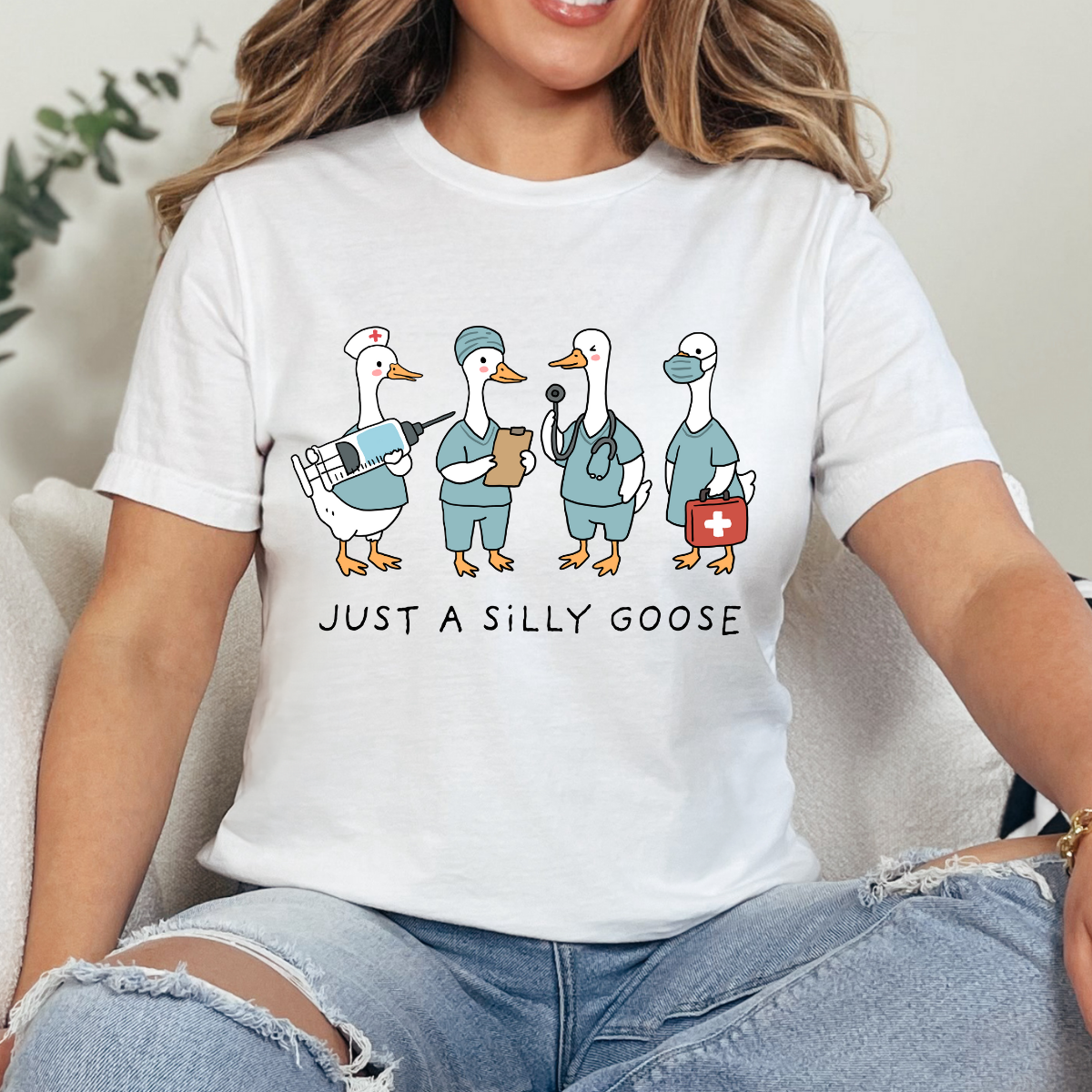 Just a Silly Goose Nurse Dtf Transfer