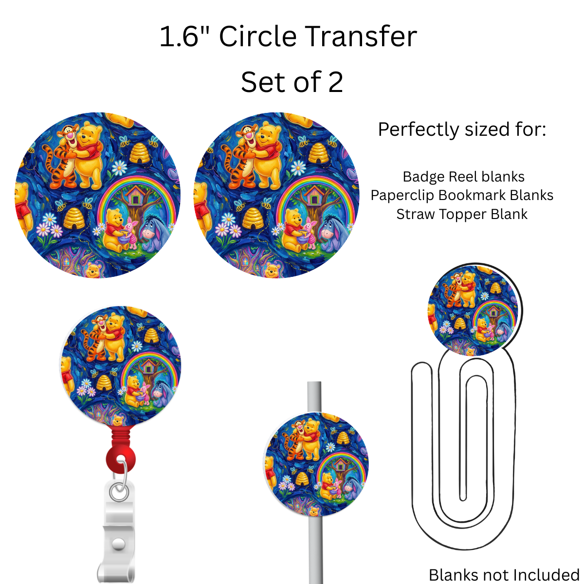 Blue Bear 1.6” UV DTF Transfer Set of 2