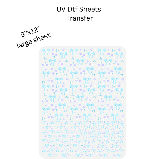 Blue Bows and Flowers UV DTF SHEET
