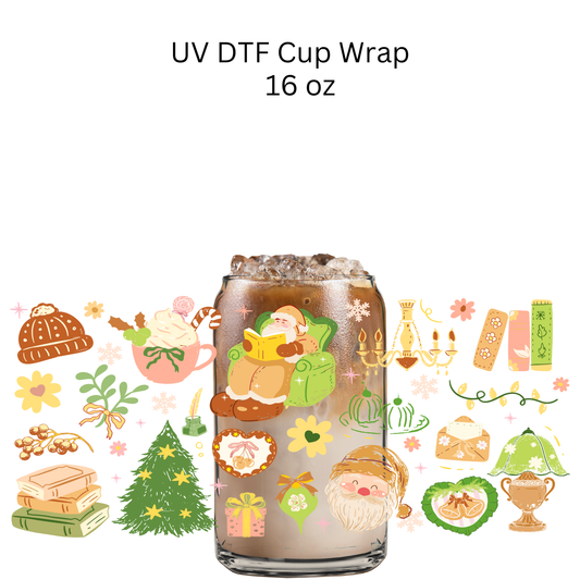 Green Santa UV DTF Cup Wrap