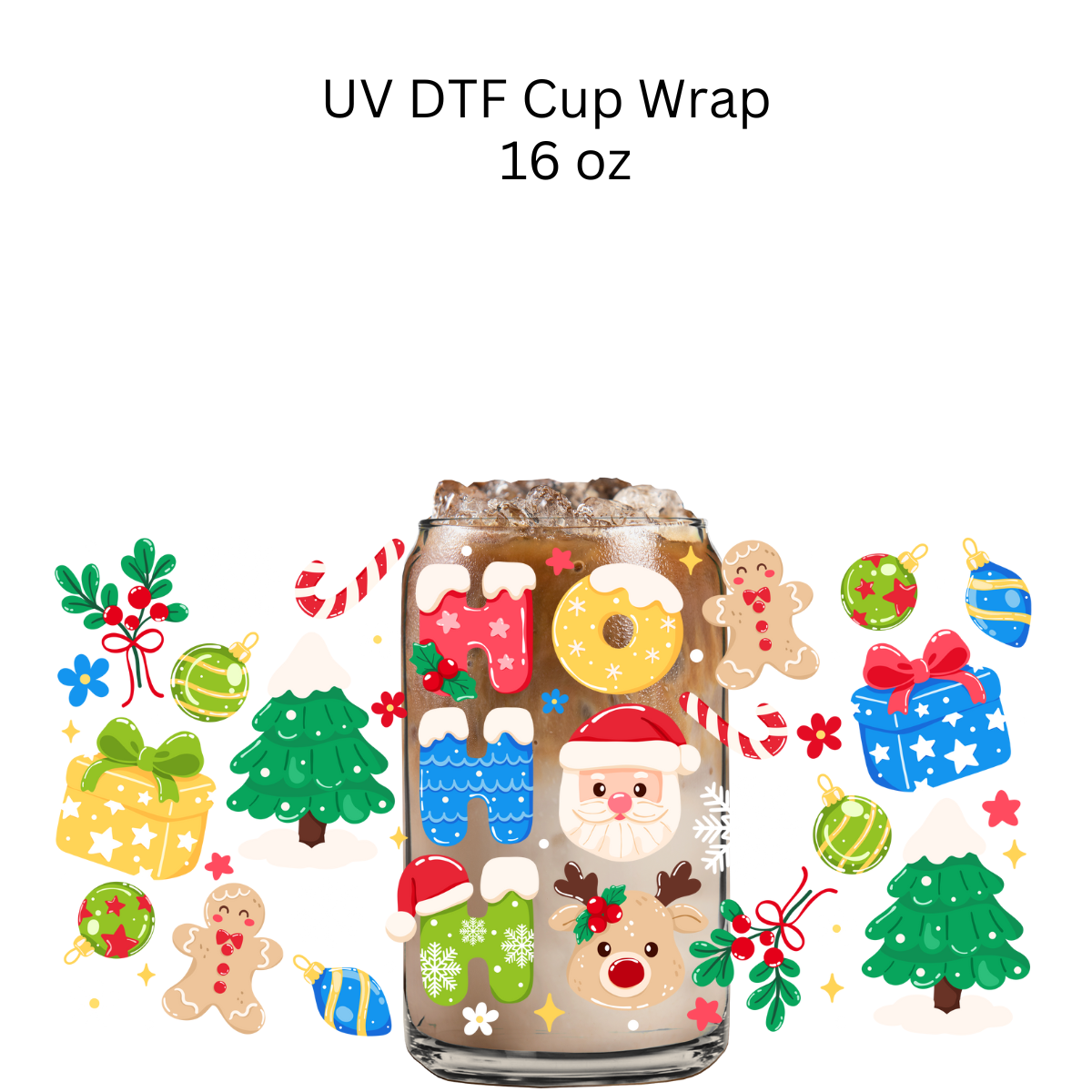 Ho Ho Ho Colorful UV DTF Cup Wrap